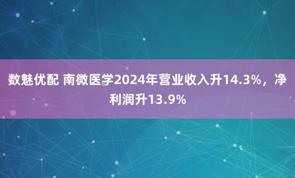 数魅优配 南微医学2024年营业收入升14.3%，净利润升13.9%