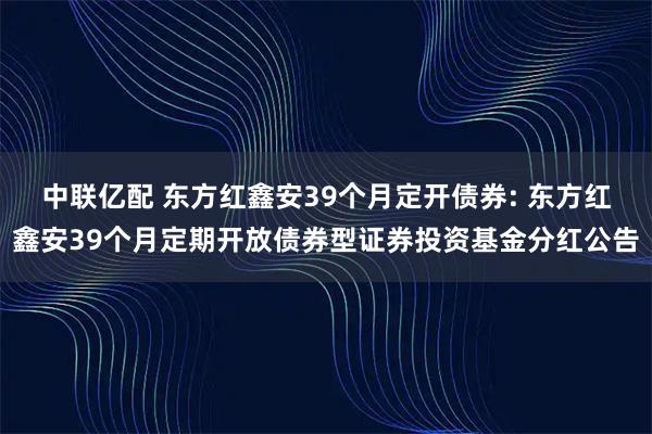 中联亿配 东方红鑫安39个月定开债券: 东方红鑫安39个月定期开放债券型证券投资基金分红公告
